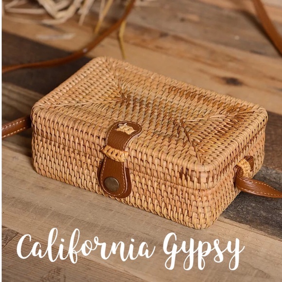 Boho gypsy rattan crossbody bag - Picture 2 of 8